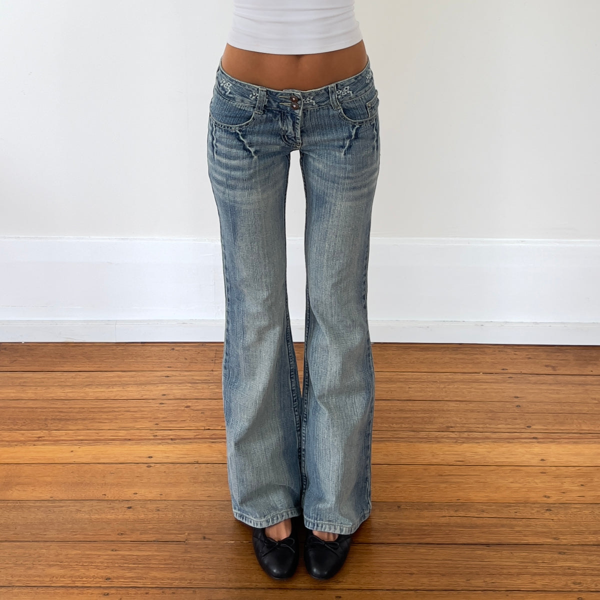 low rise flared jeans