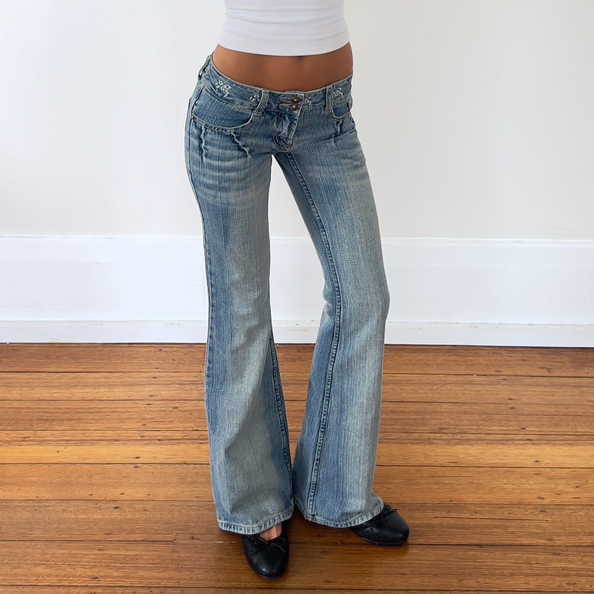 low rise flared jeans