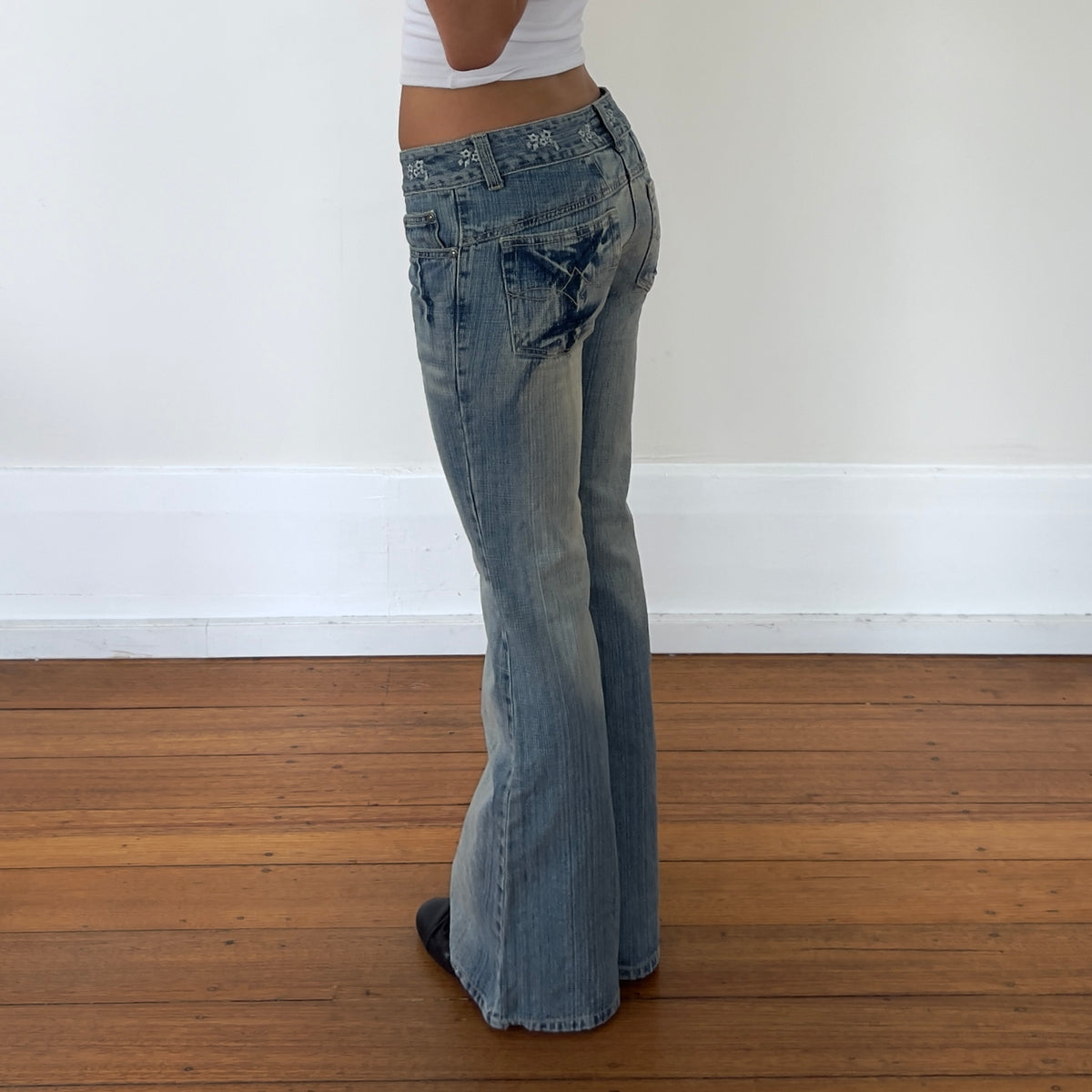 low rise flared jeans