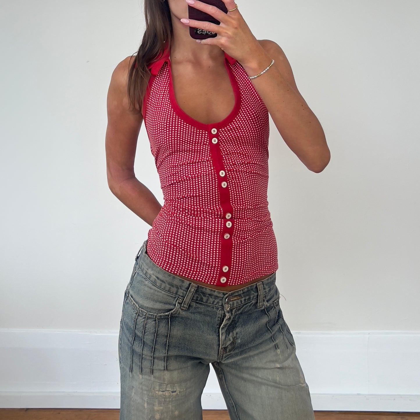 red polka dot halter
