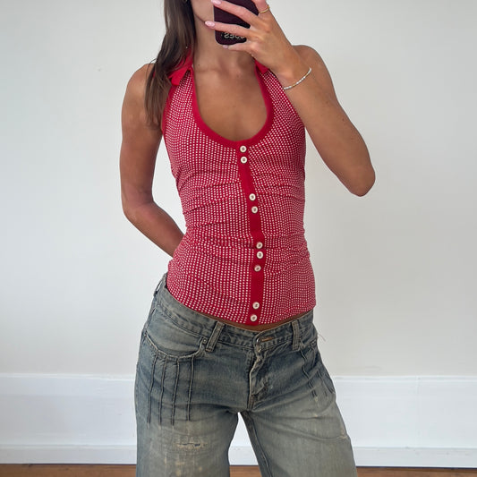 red polka dot halter