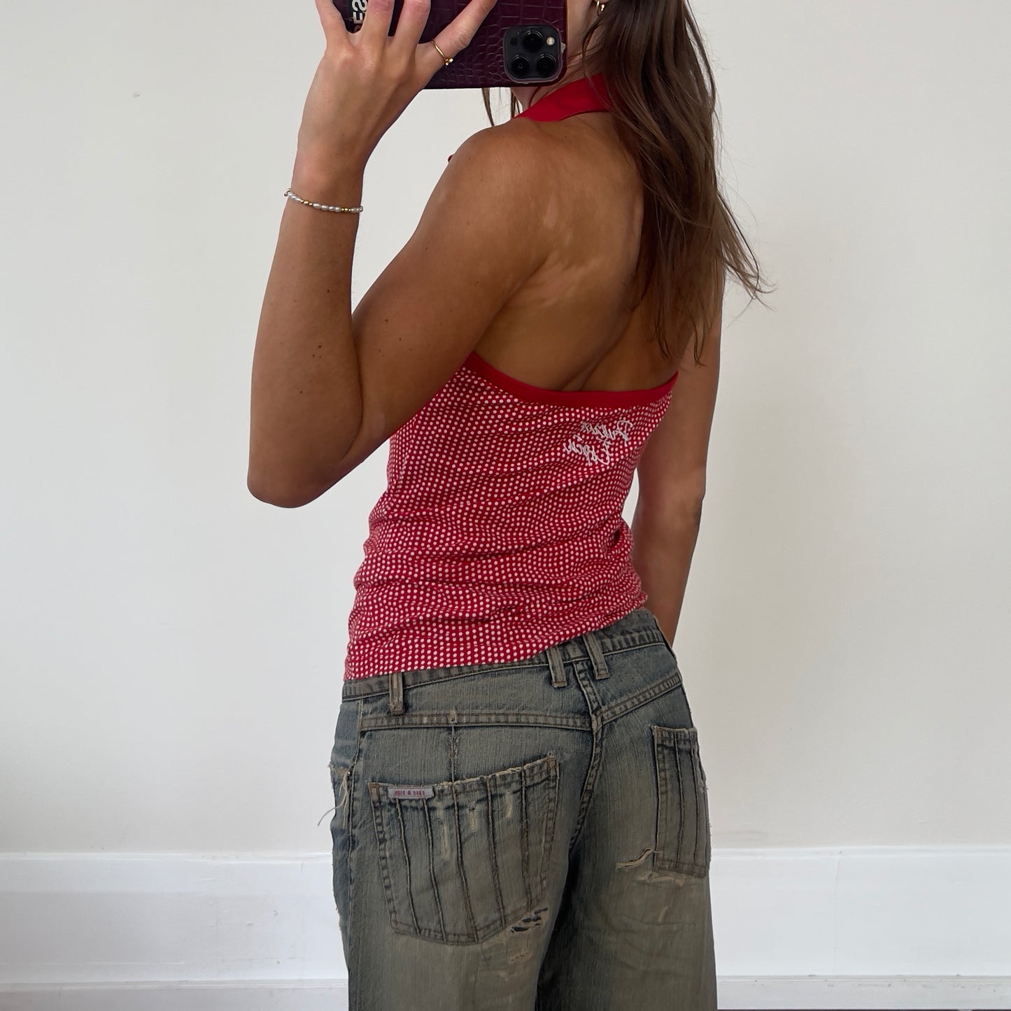 red polka dot halter