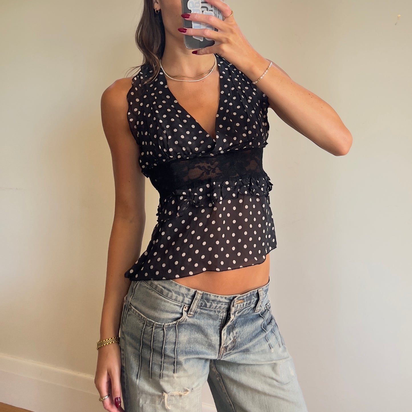 90s Italian silk polka-dot top