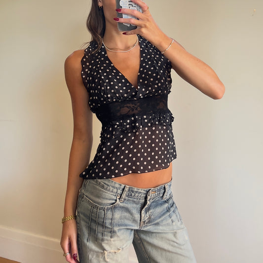 90s Italian silk polka-dot top