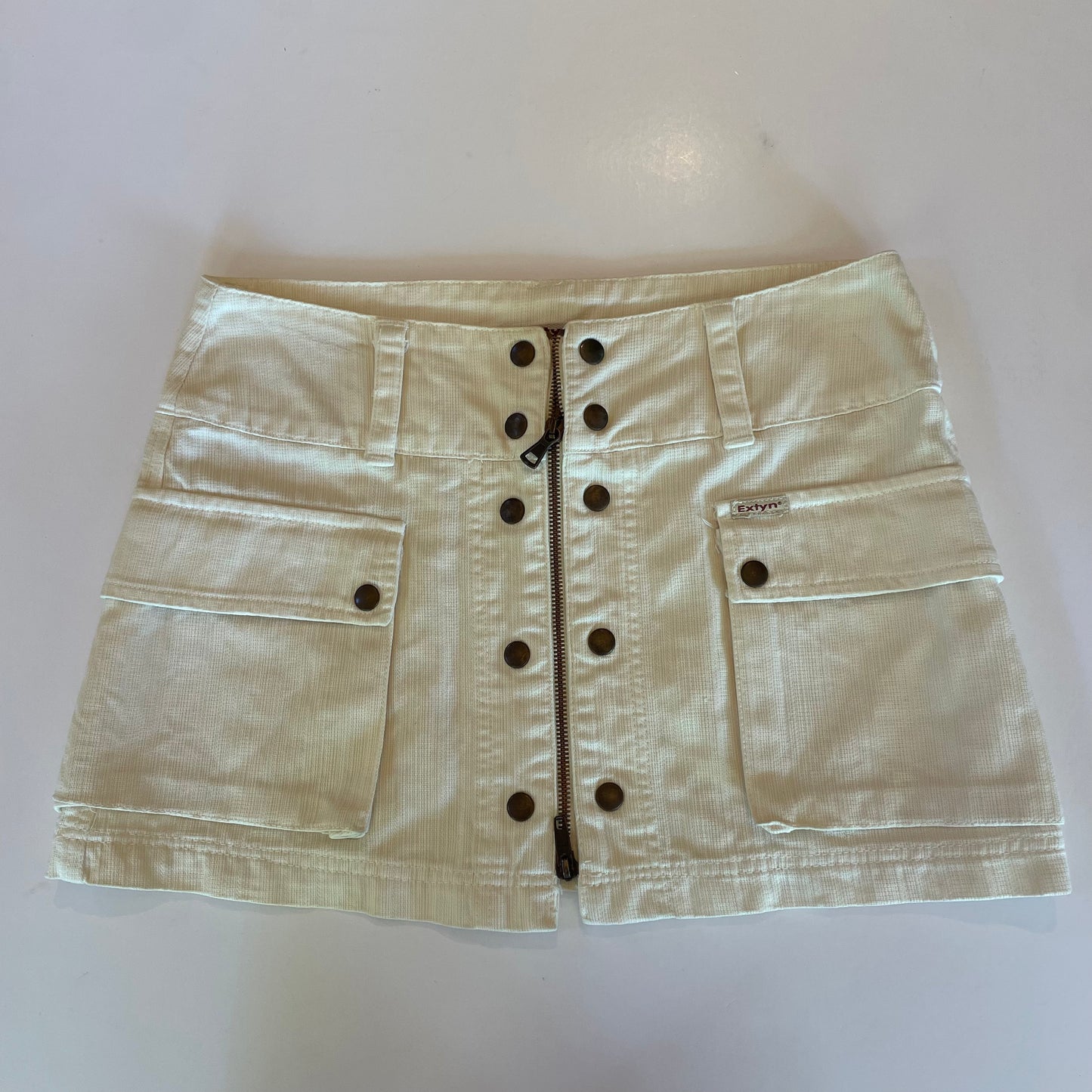 vintage cream denim skirt