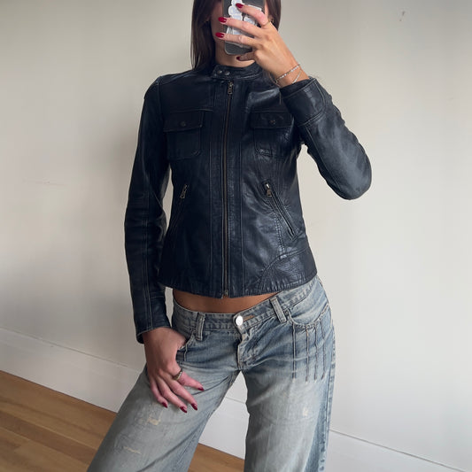 y2k moto leather jacket