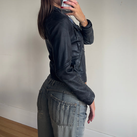 y2k moto leather jacket