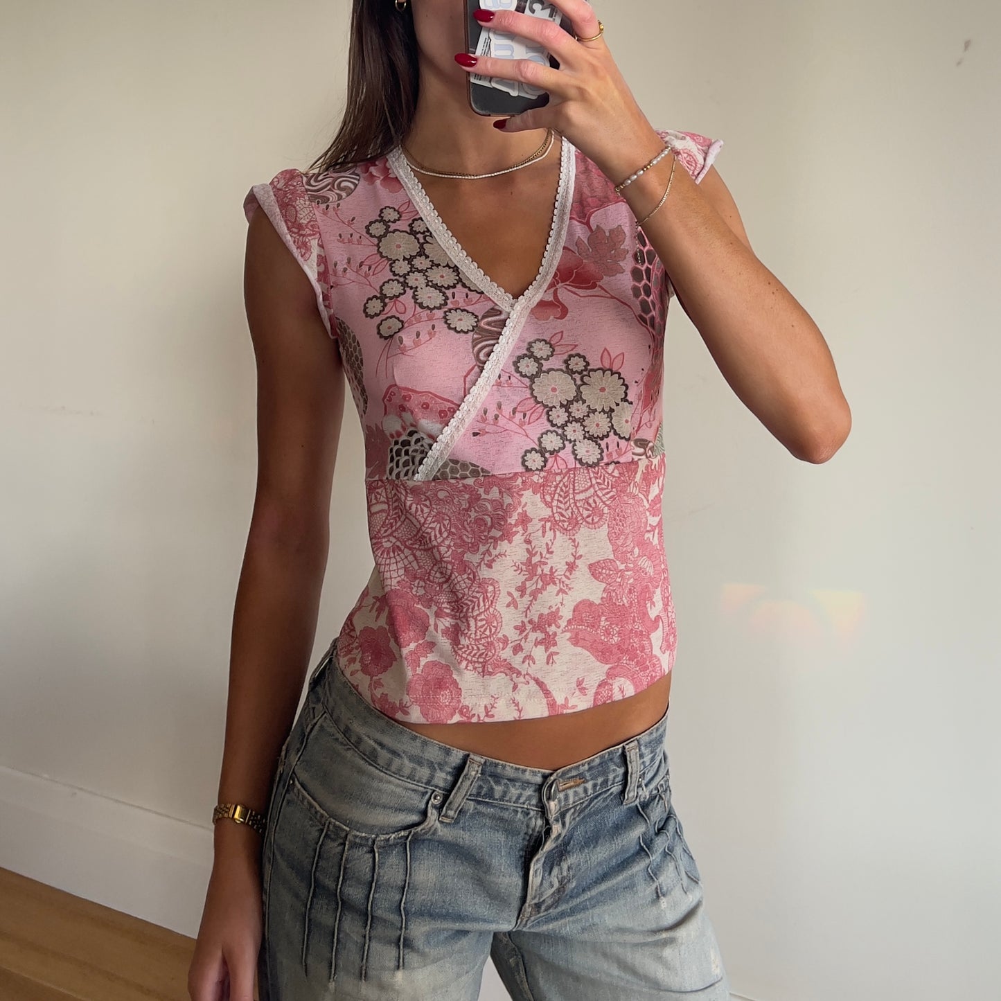 mesh lace pattern top