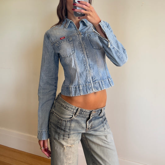 denim zip-up jacket