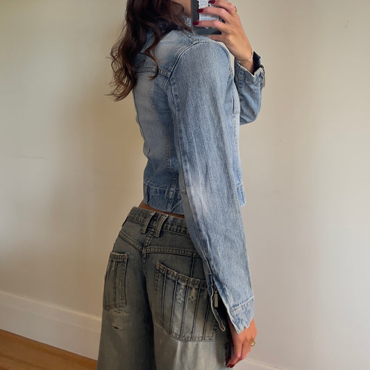 denim zip-up jacket