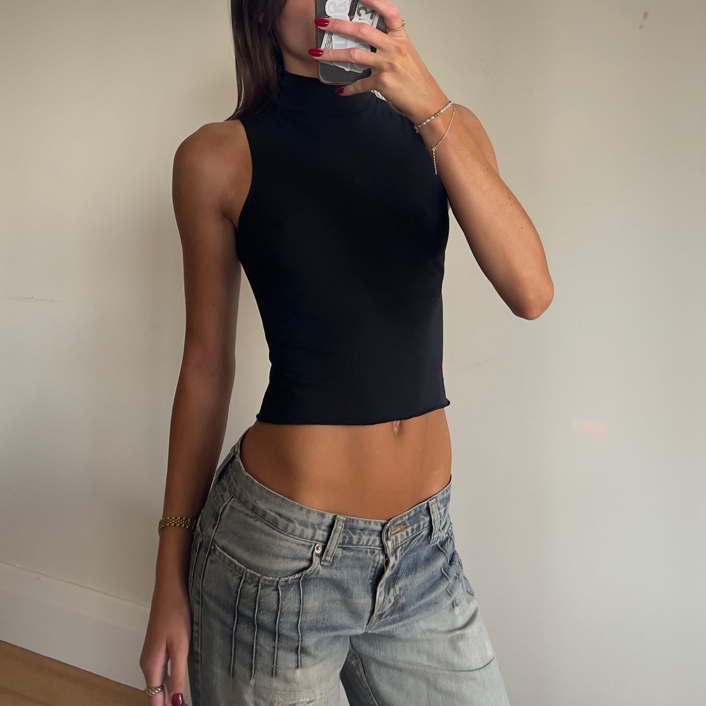 black high neck tank