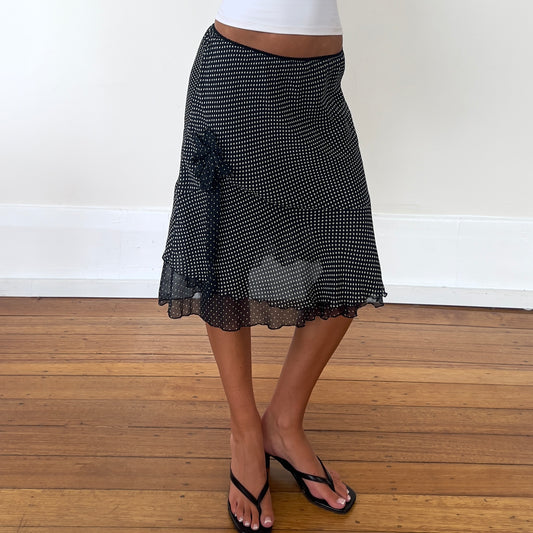 polka dot midi skirt