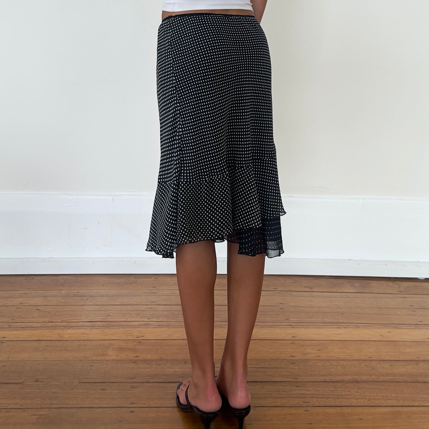 polka dot midi skirt