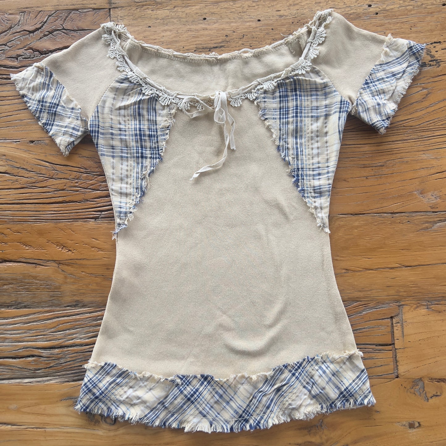 wide neck gingham top