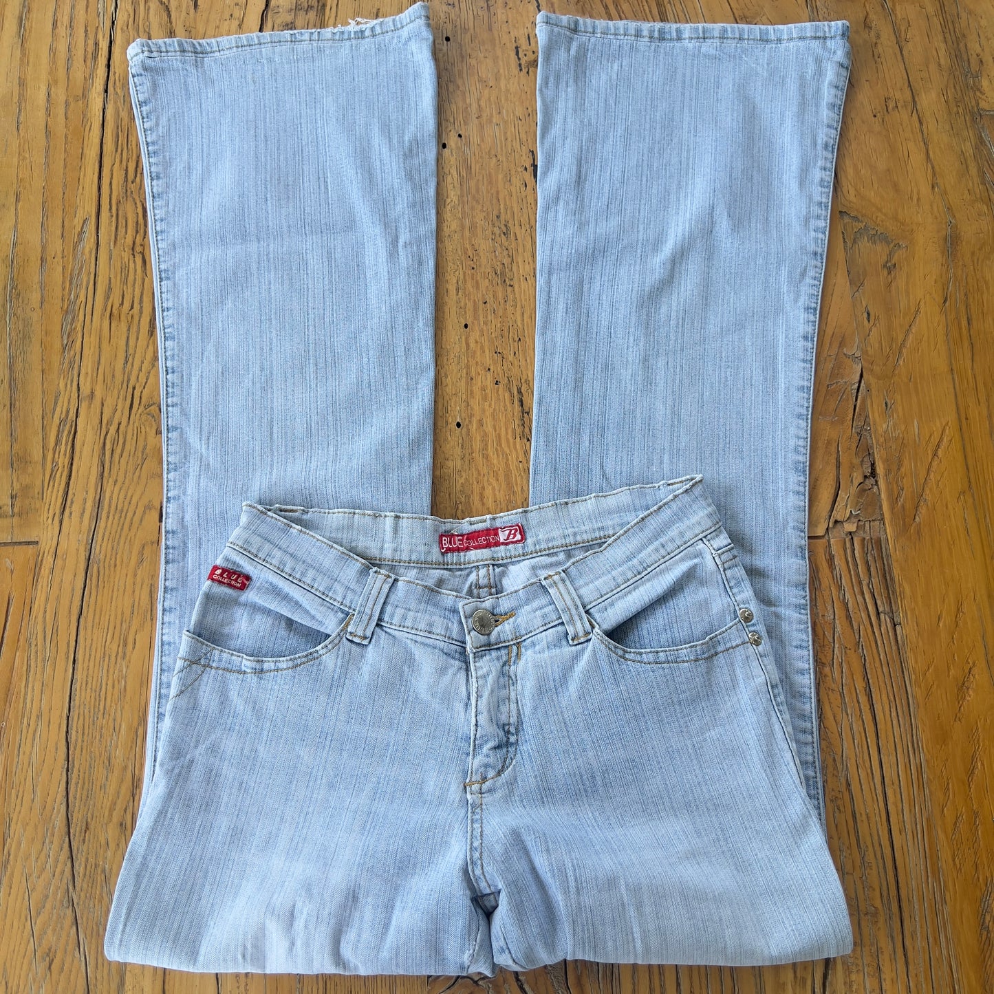 flared light denim jeans