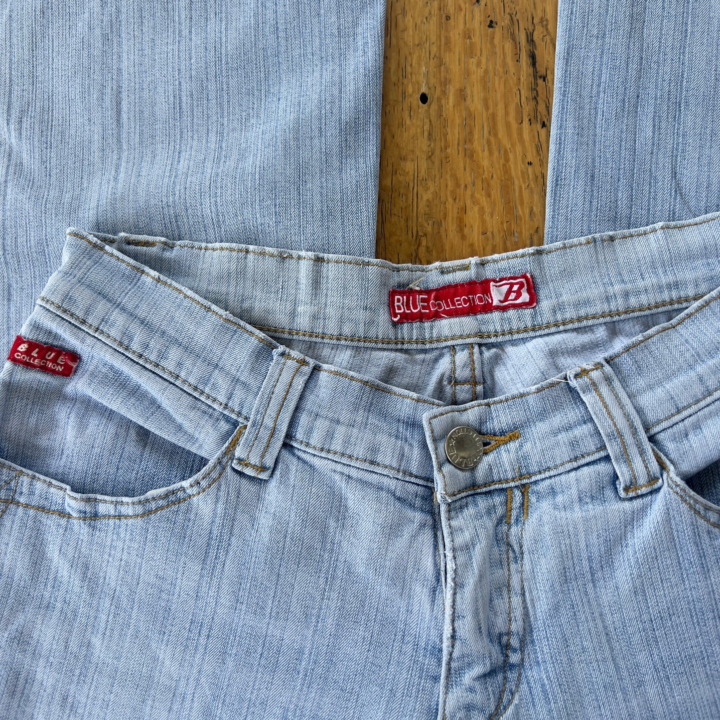 flared light denim jeans