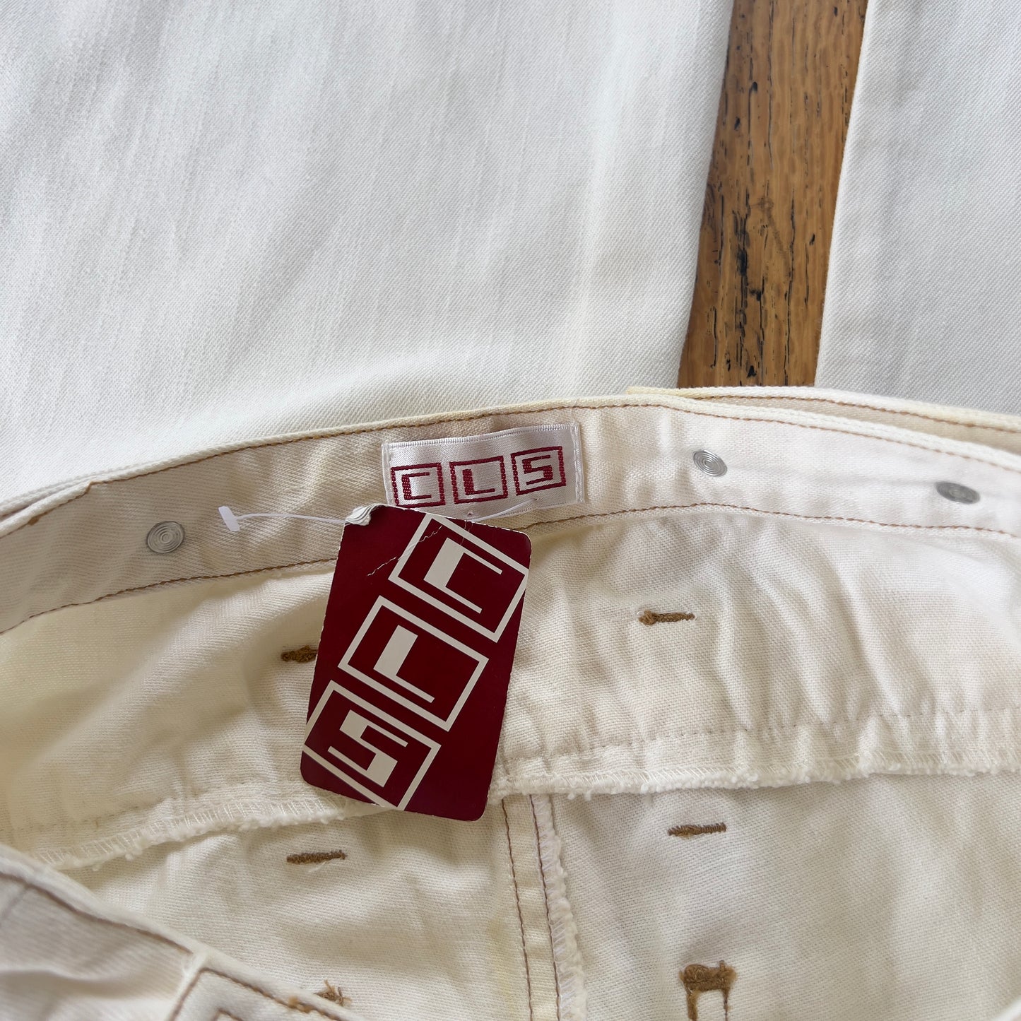 90s wide leg cream jeans