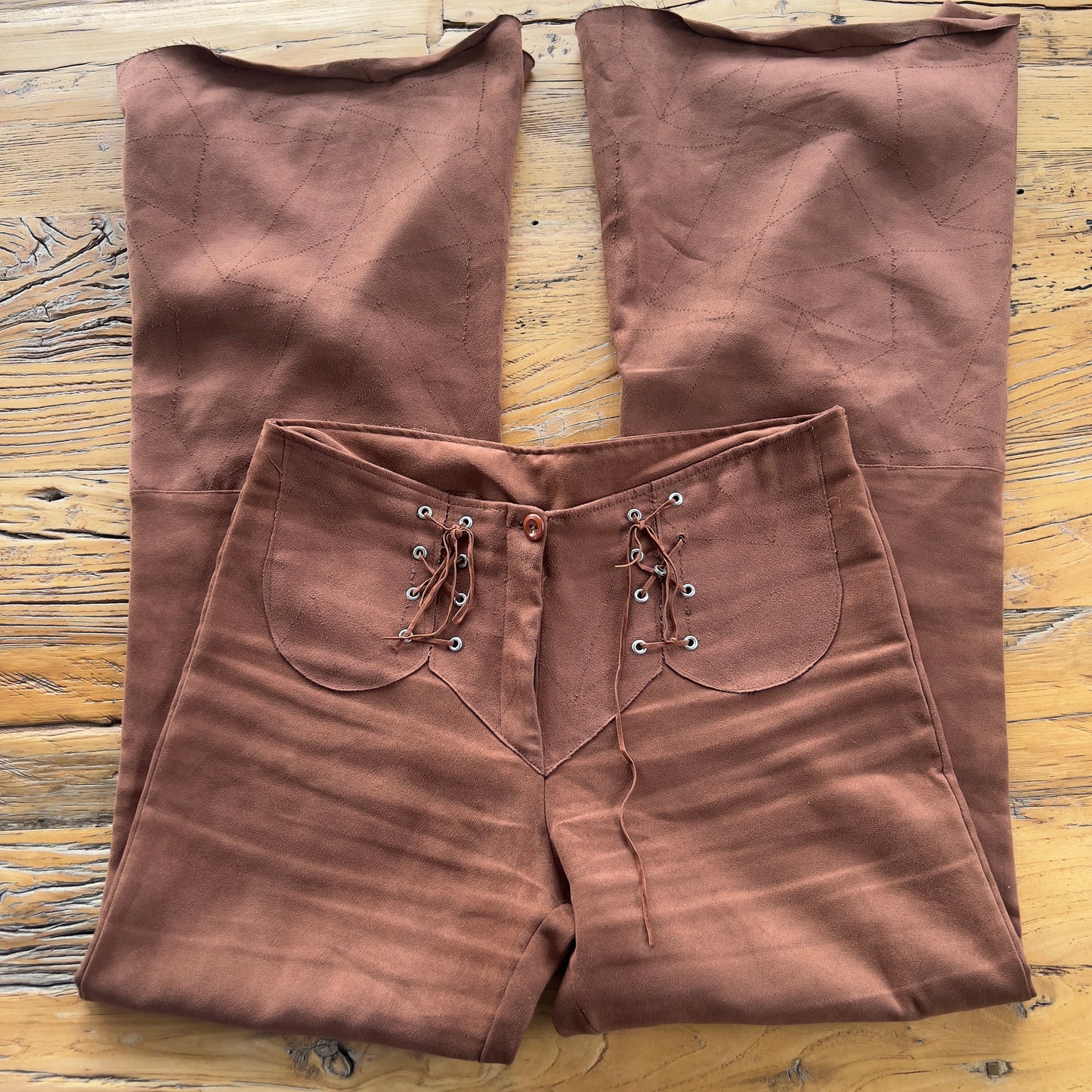 lace up suede pants