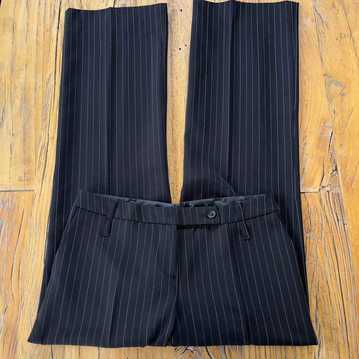 90s black pinstripe trousers