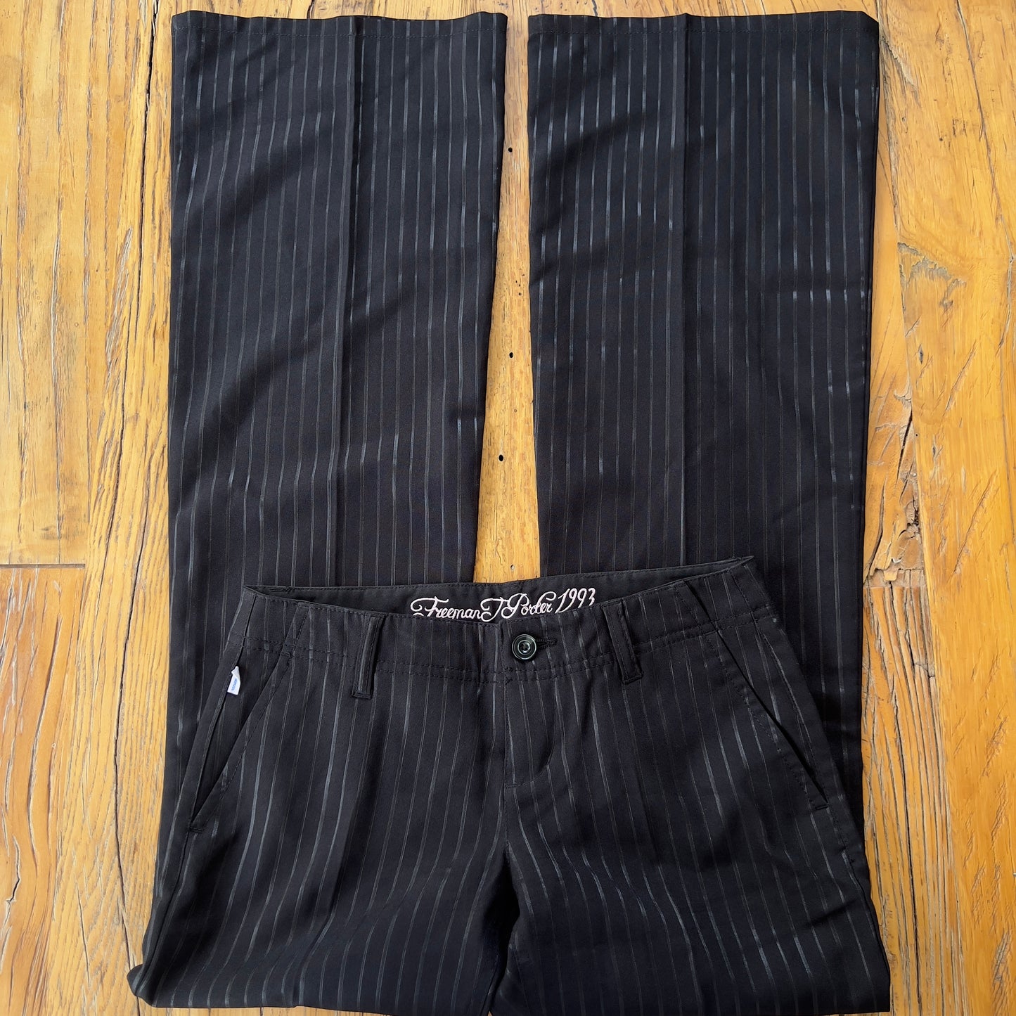 90s black pinstripe trousers