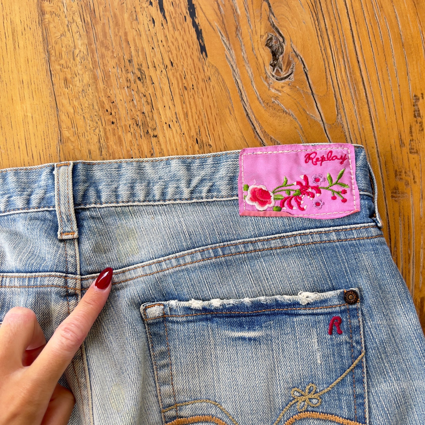 light wash denim jeans