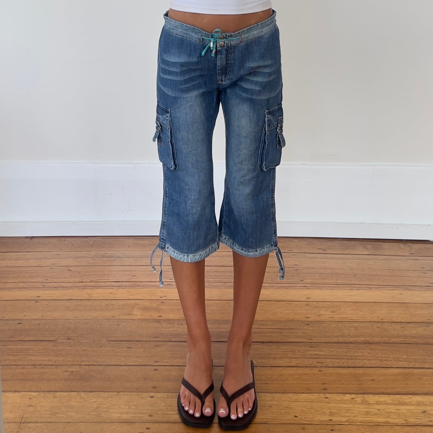 denim capri cargo jeans