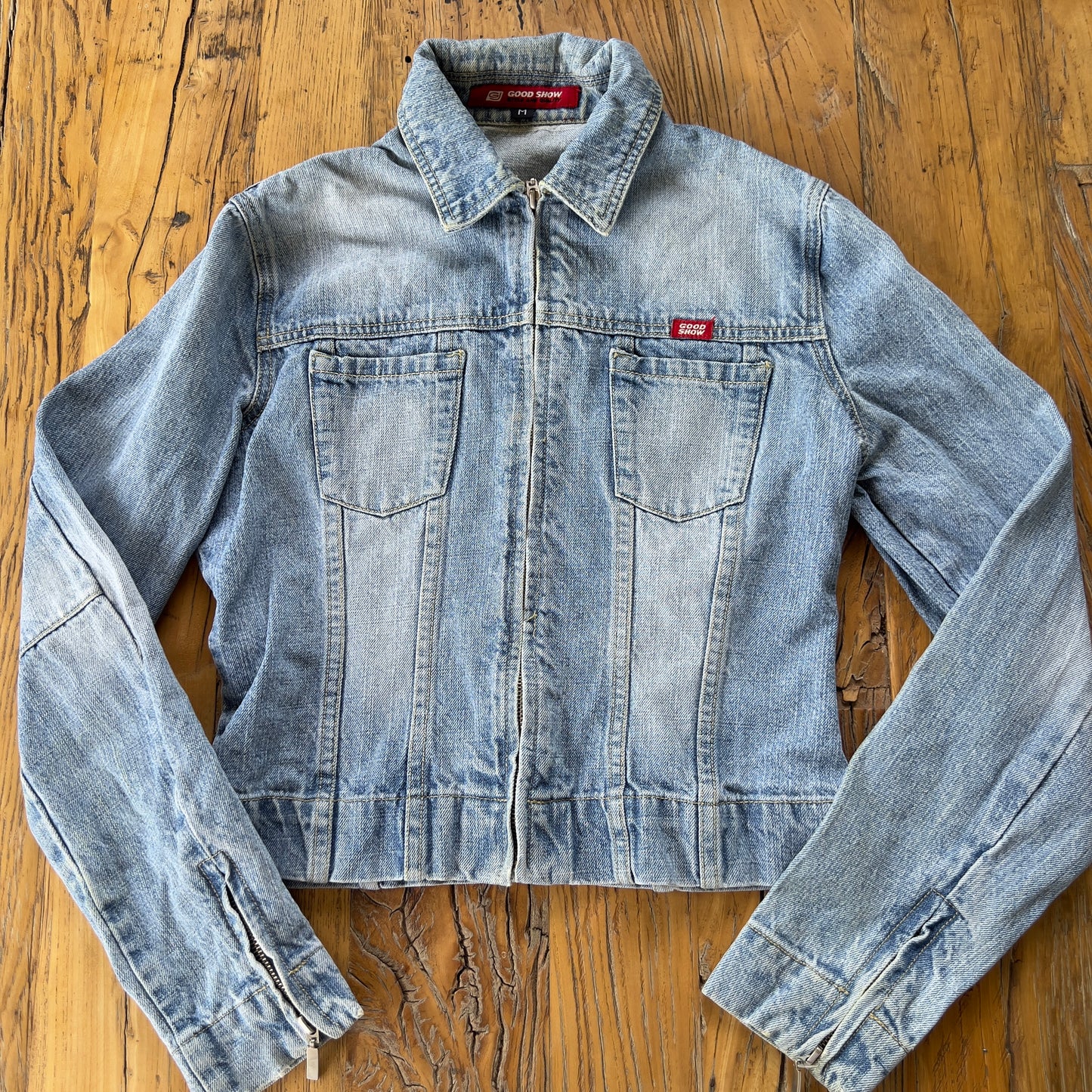 denim zip-up jacket