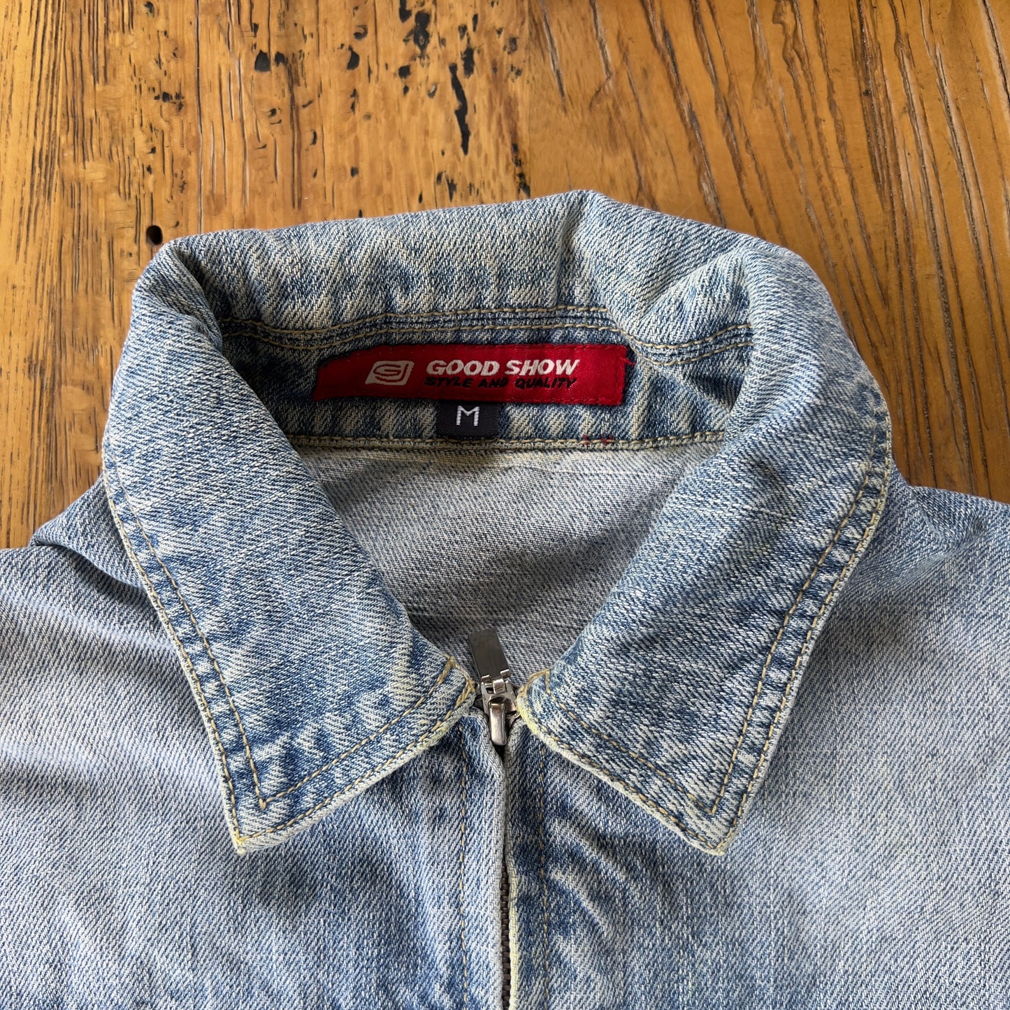 denim zip-up jacket