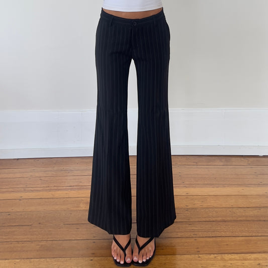 black pinstripe trousers
