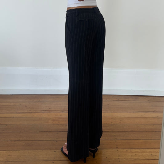black pinstripe trousers