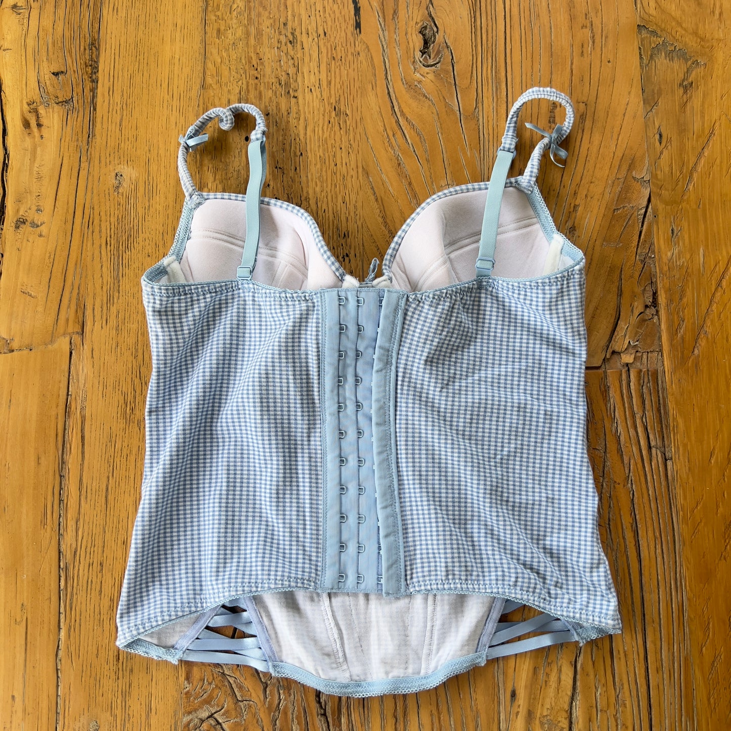 90s blue check corset