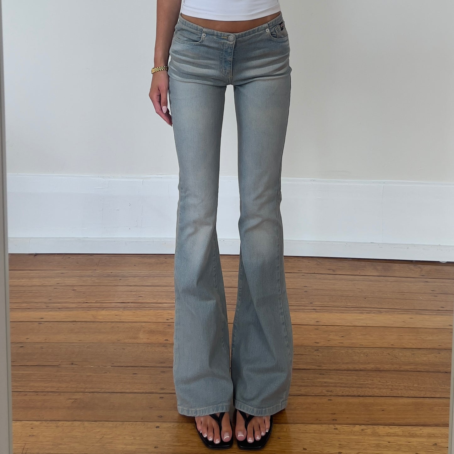 low rise flared jeans