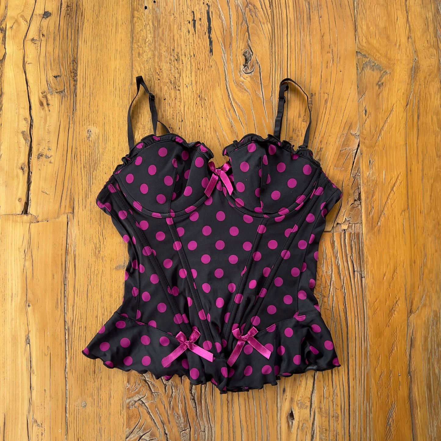 y2k polka-dot corset