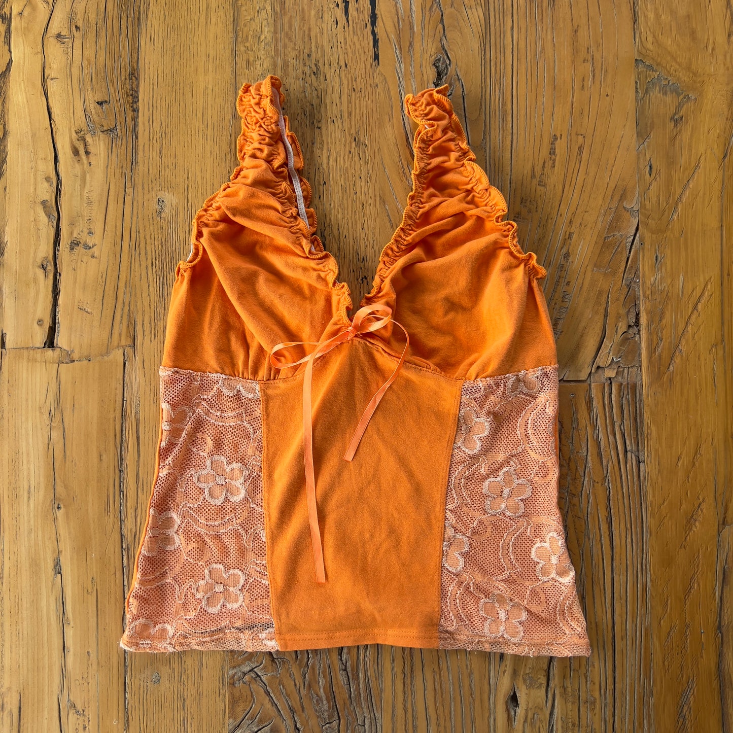 y2k orange lace cami