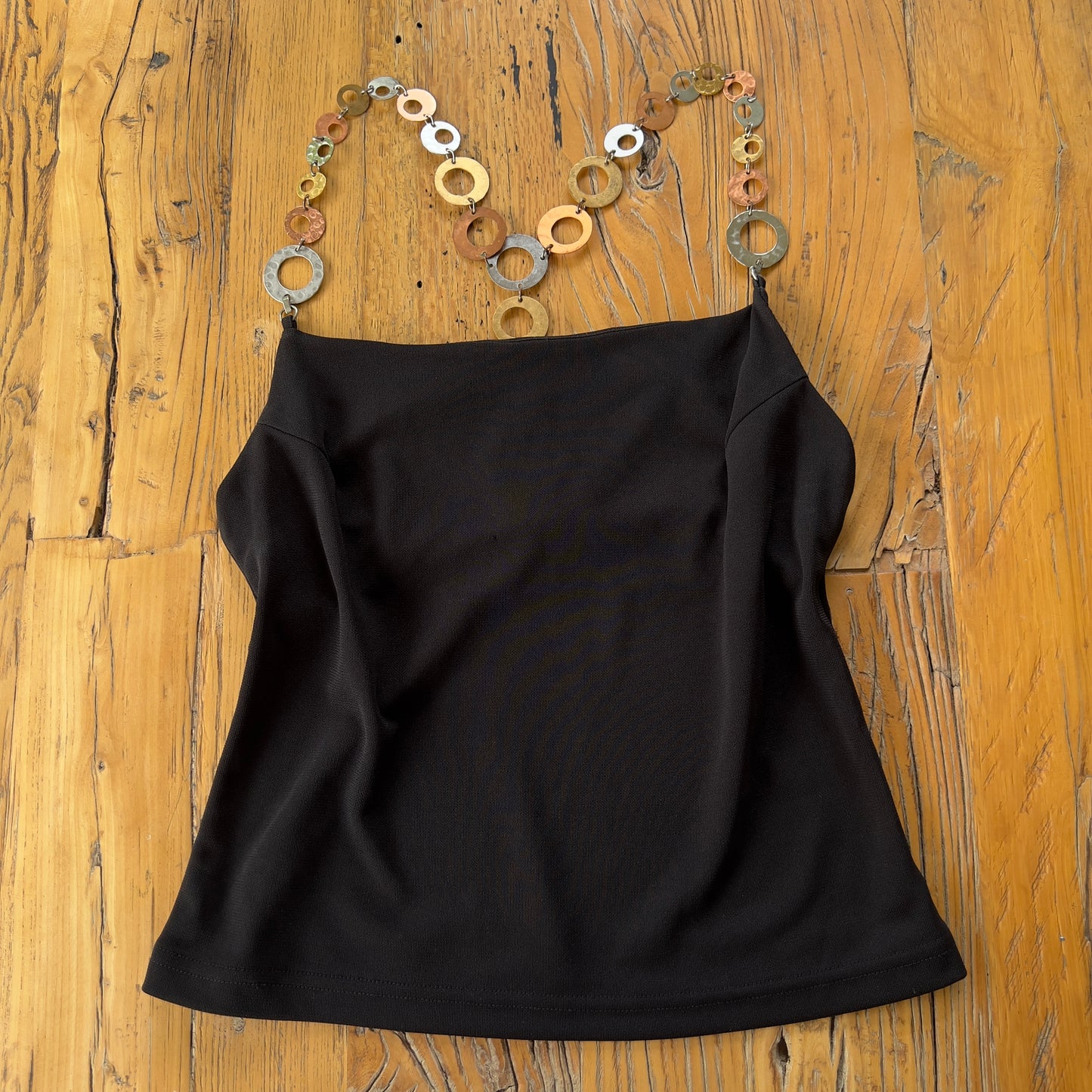 90s black chain strap top