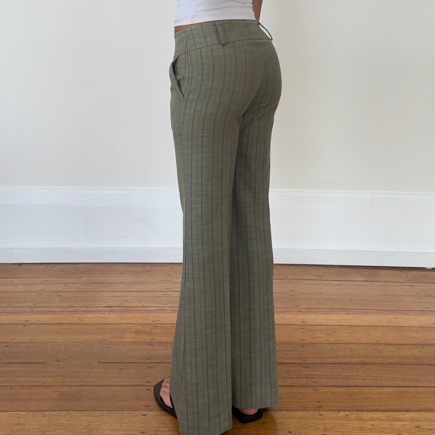 flared pinstripe trousers