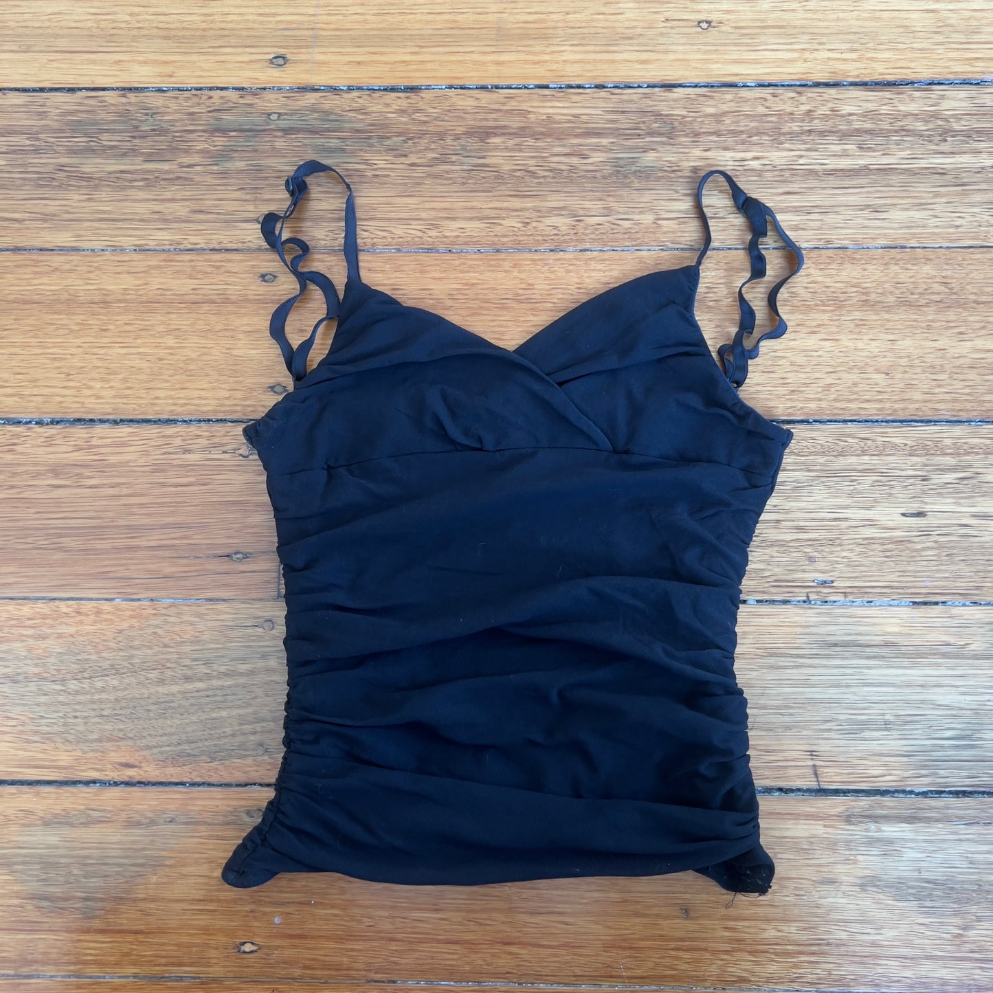 black mesh ruched cami
