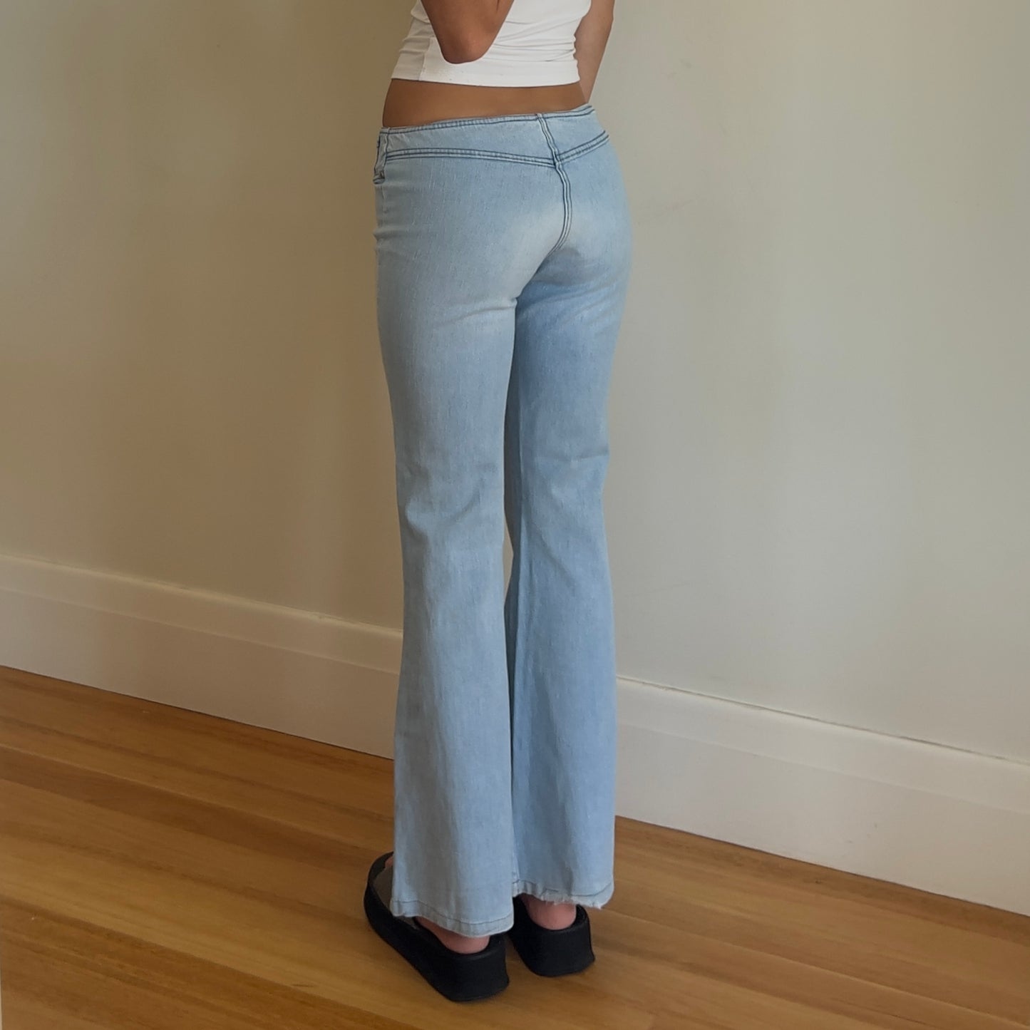 low rise flared jeans
