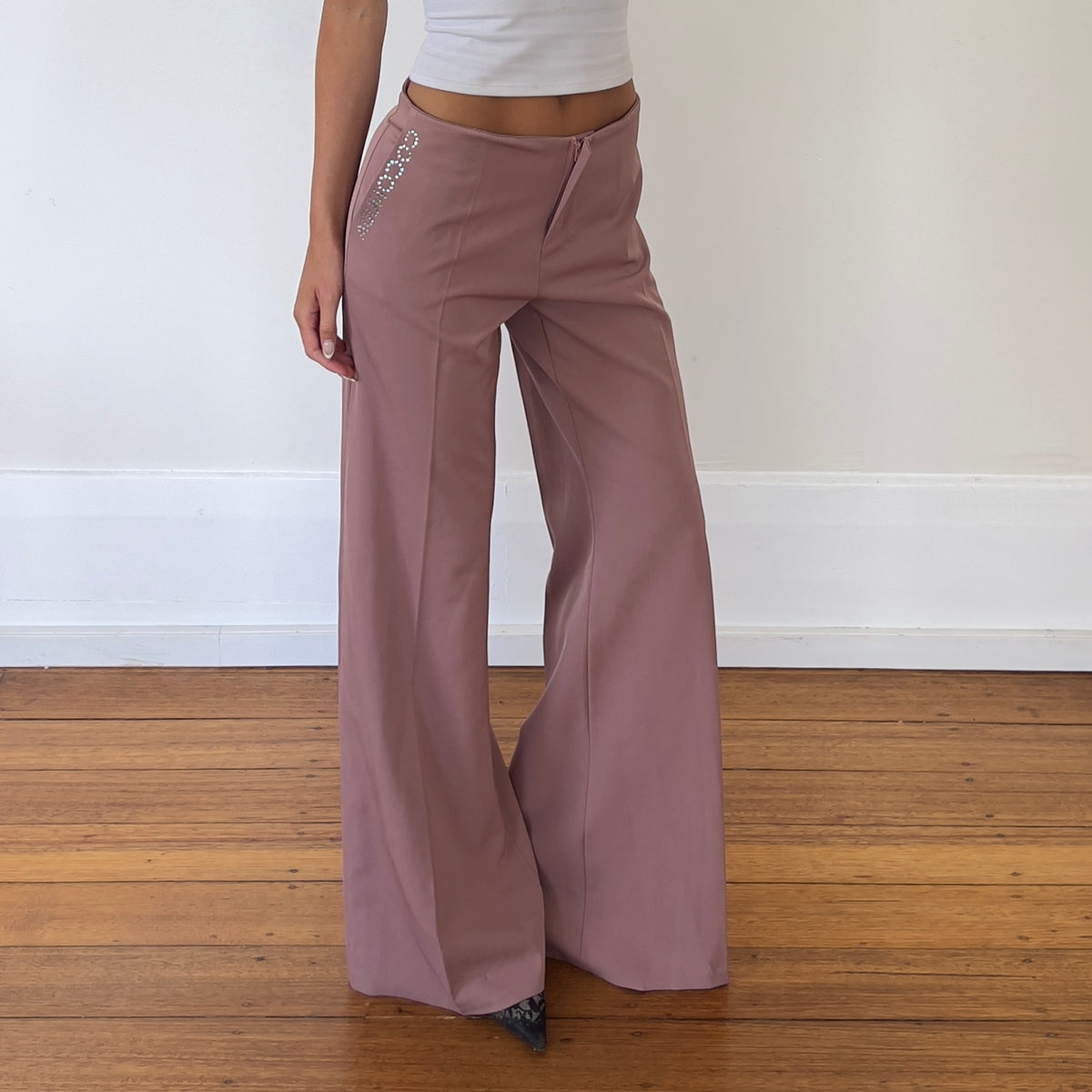 pink wide leg trousers