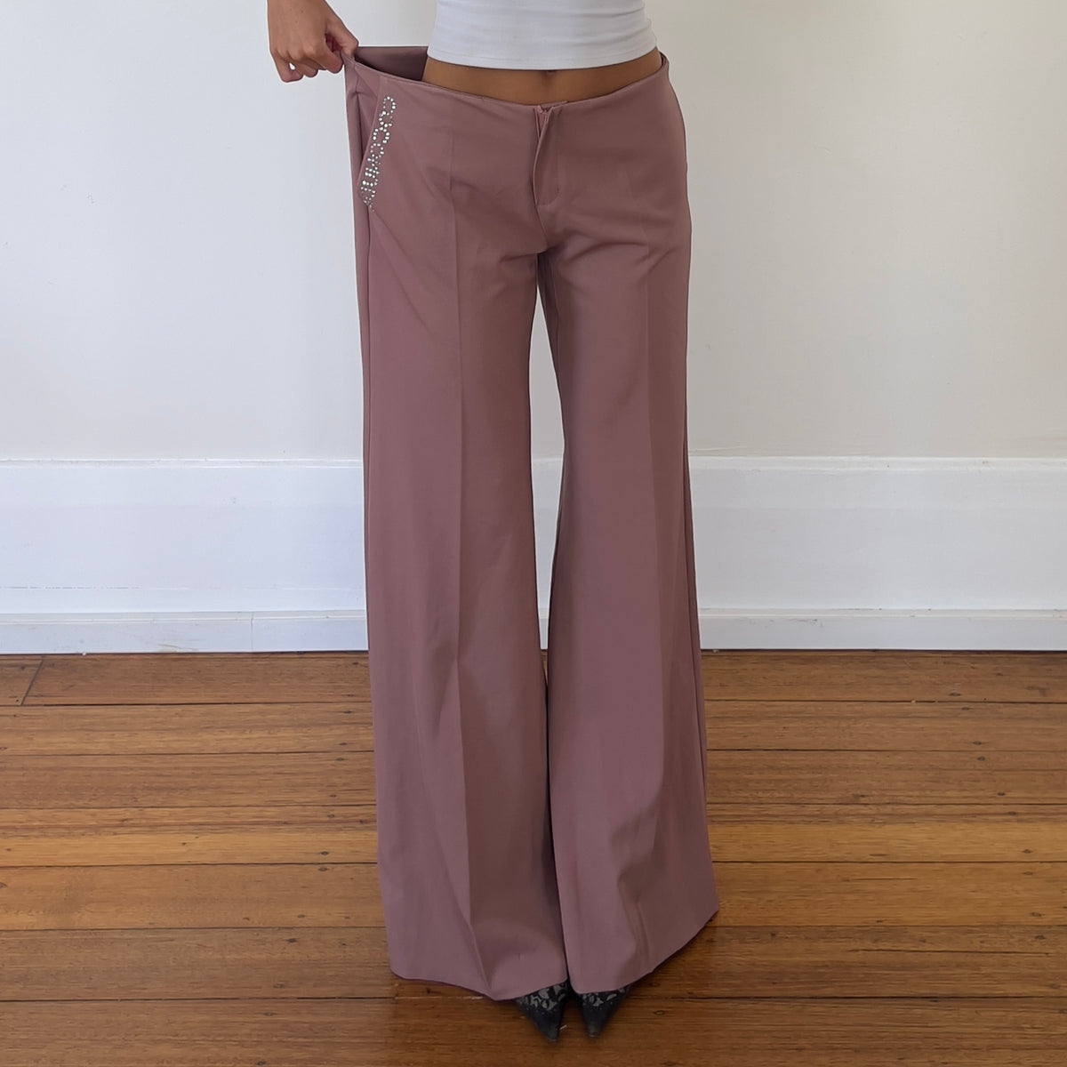 pink wide leg trousers