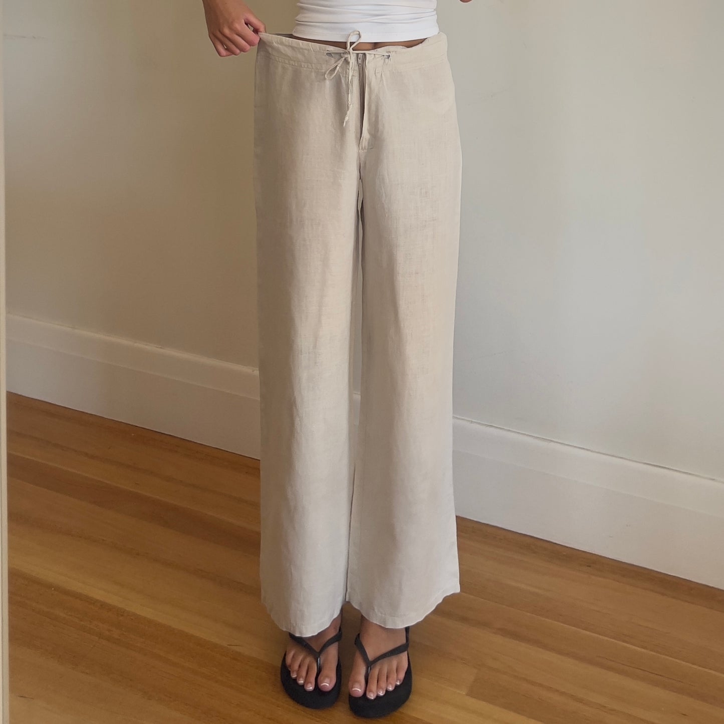 beige linen pants