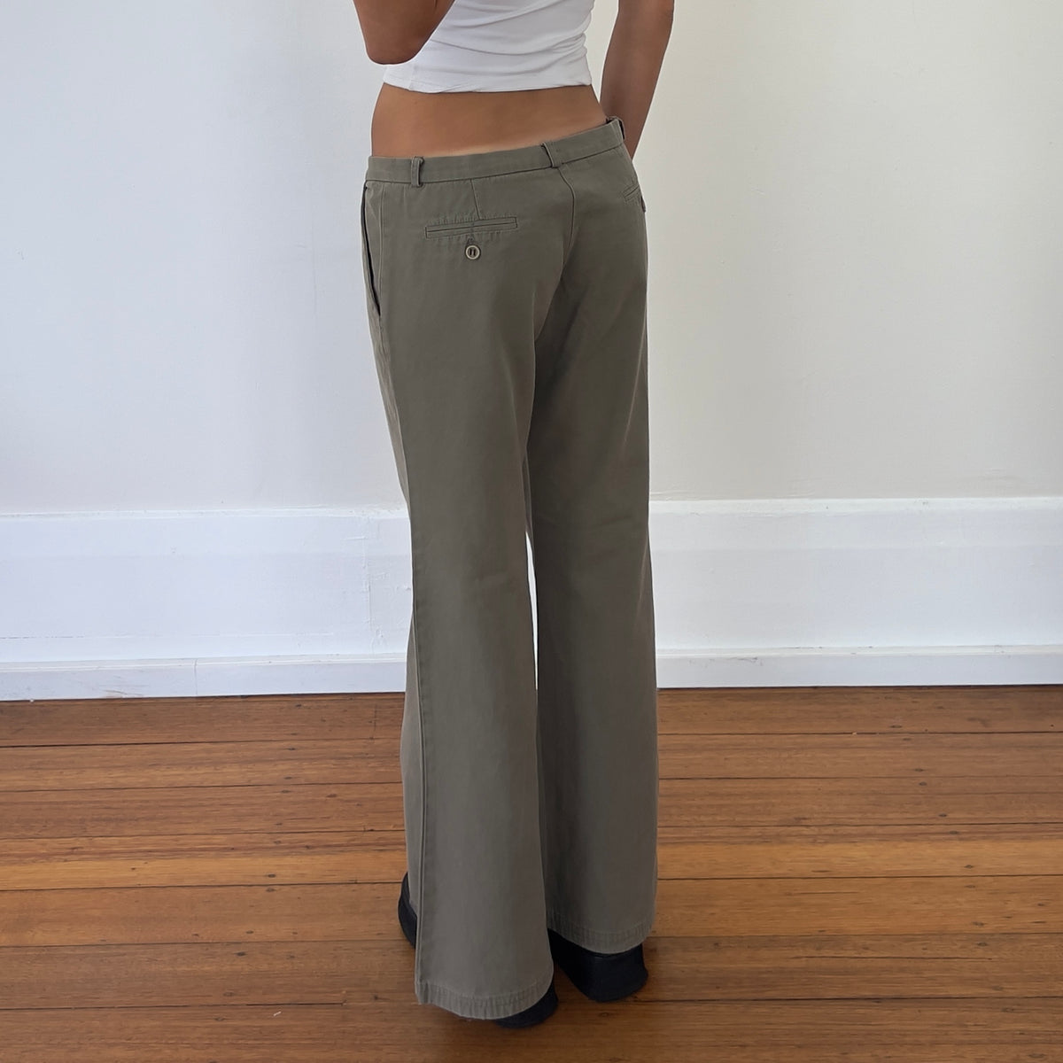 khaki low rise pants