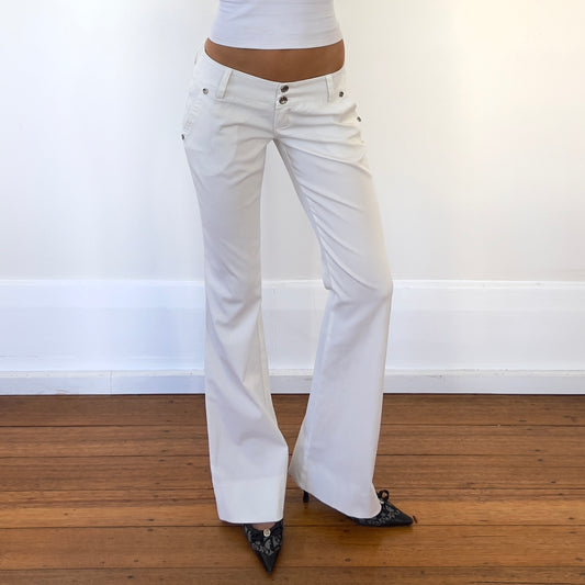 low rise white trousers