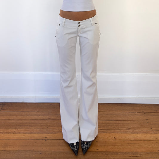 low rise white trousers