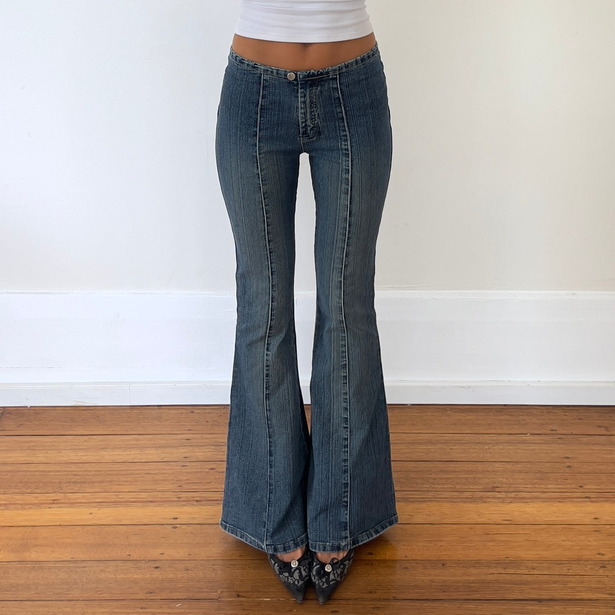 flared pin tuck jeans