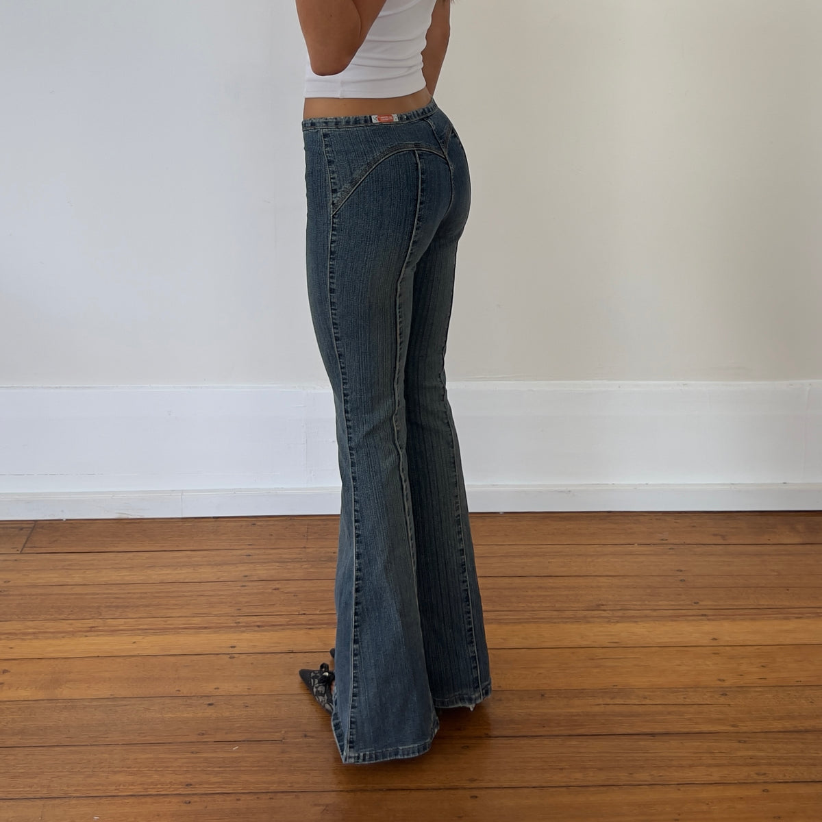 flared pin tuck jeans