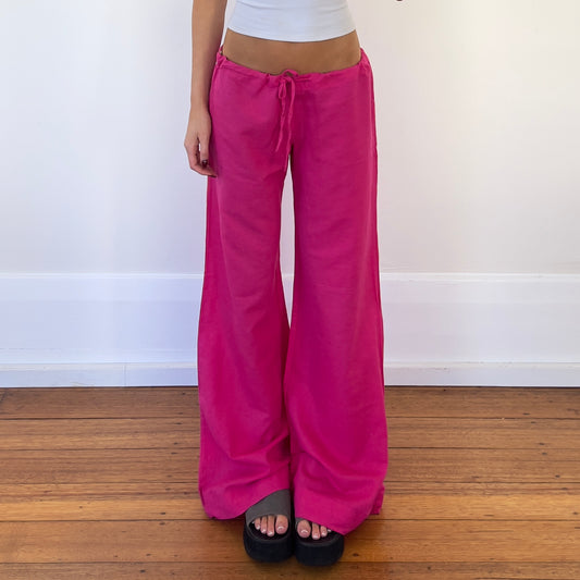 hot pink linen pants