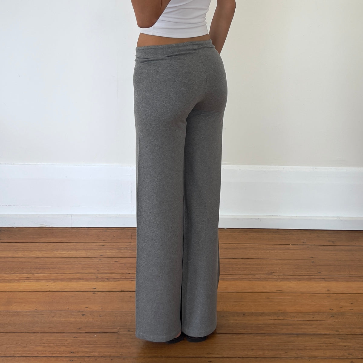 grey wide leg sweatpants