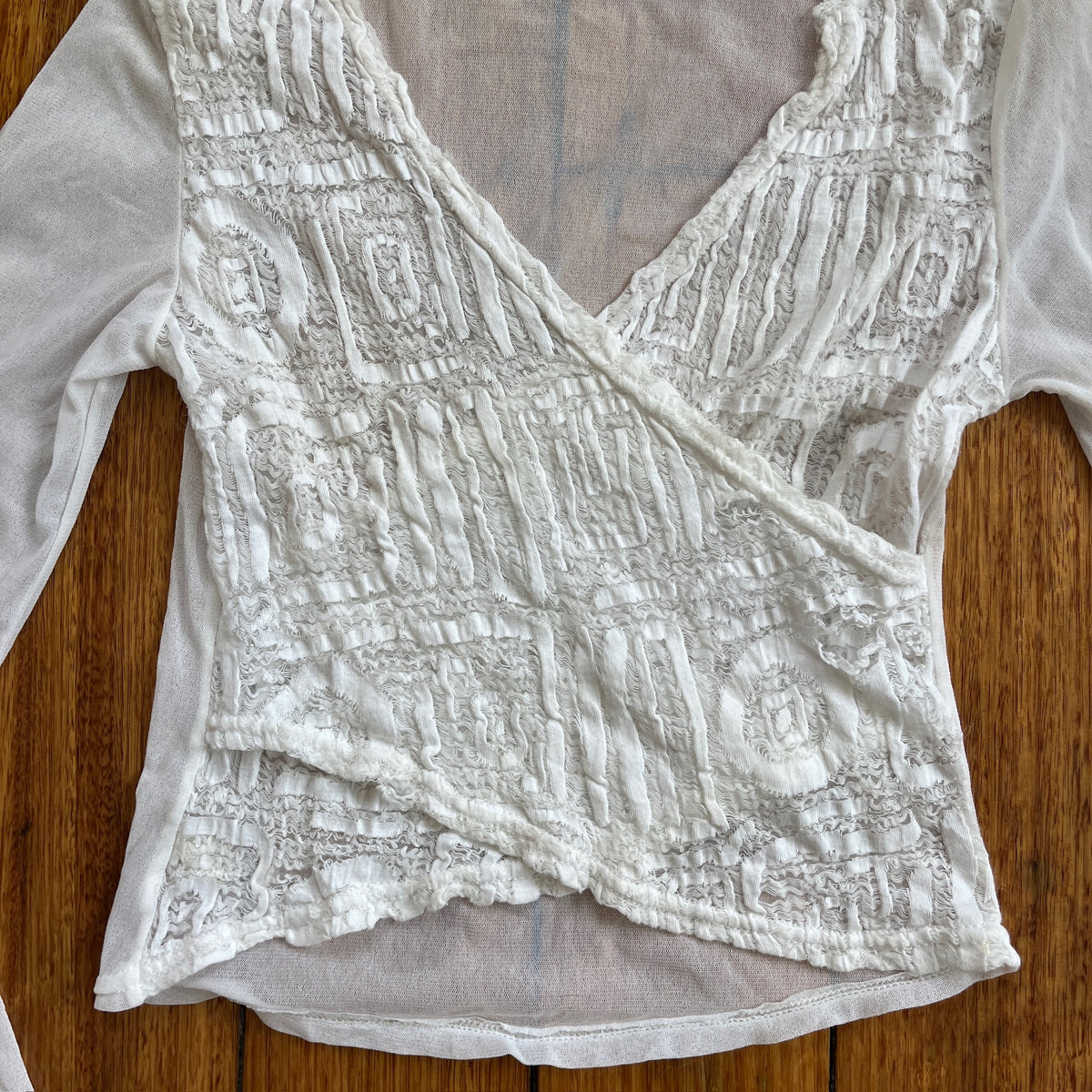 white sheer wrap top