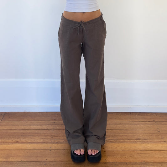 brown cotton tie pants